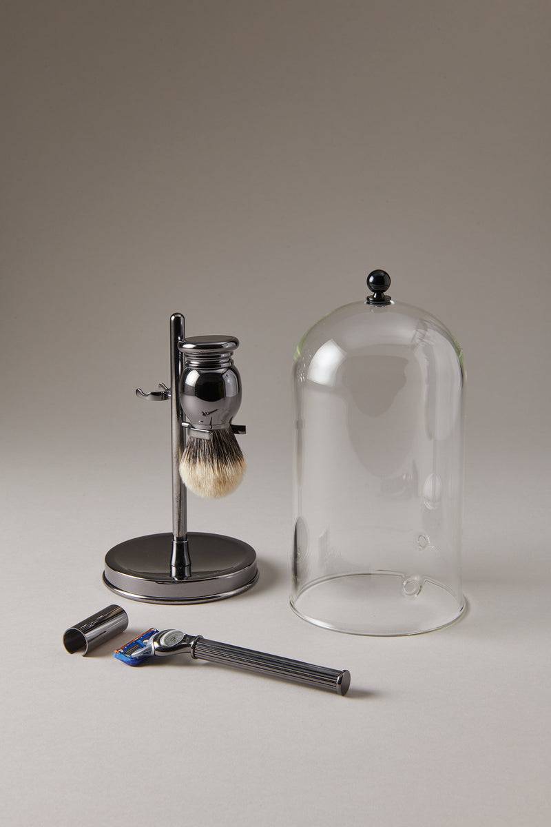 Lorenzi Milano Set barba toilette con campana in Nichel nero In Saldo