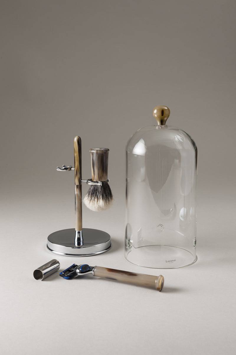 Lorenzi Milano Set barba toilette con campana in Zebu Spedizione Gratuita