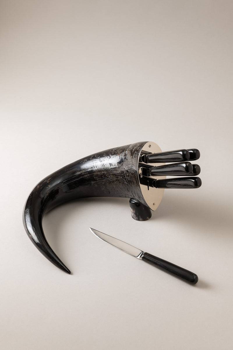 Lorenzi Milano Completo coltelli bistecca in Bufalo nero Latest stili