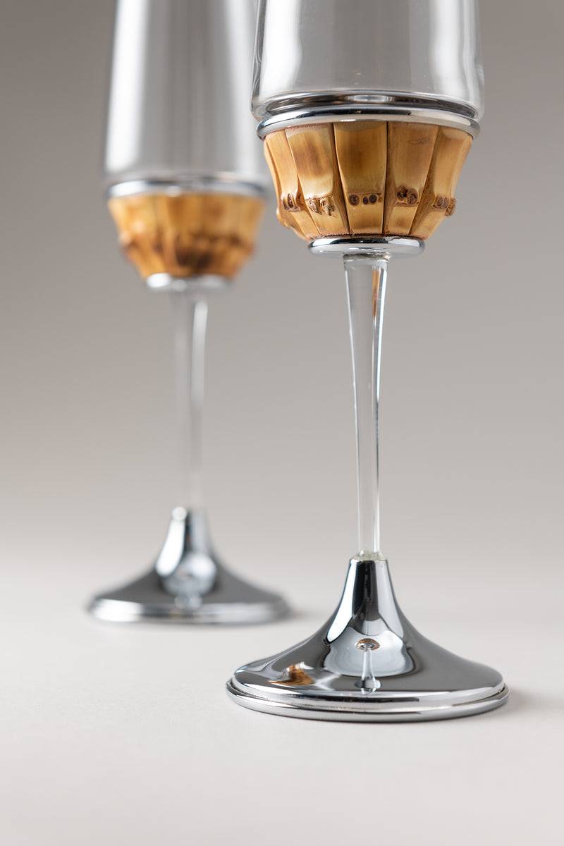 Lorenzi Milano Coppia flute champagne in Bambù Pezzi Unici