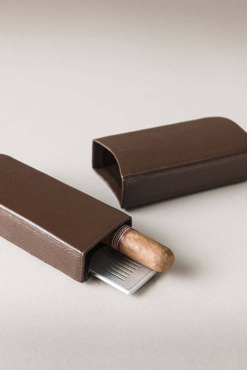Lorenzi Milano Porta sigari per due 'Robusto' in Saffiano Online Outlet