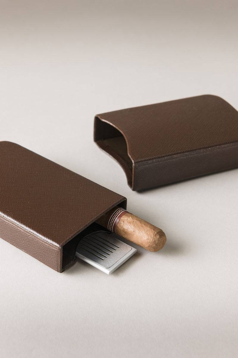 Lorenzi Milano Porta sigari per tre 'Robusto' in Saffiano Offerta temporanea